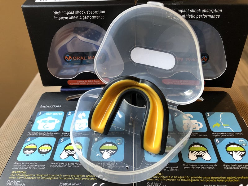 Oral Mart حارس الفم للشباب من أورال مارت للأطفال (أسود/أصفر) - حارس فم للشباب للكاراتيه، كرة القدم الأمريكية، فنون القتال، التايكوندو، الملاكمة، كرة القدم، الرجبي، جيو جيتسو البرازيلية، موياي تاي، كرة القدم، الهوكي - Image 4